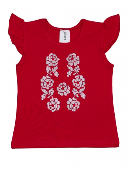 Вышиванка для девочек Luna Kids Розы р.134 красный 