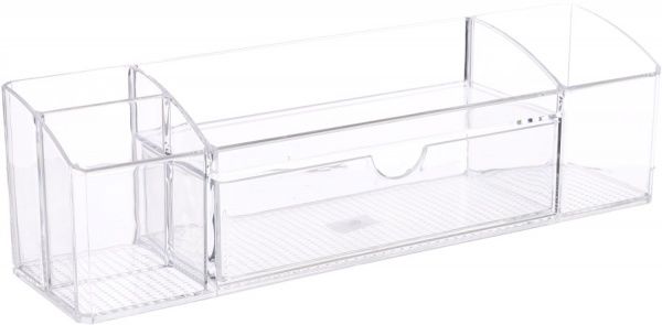 Органайзер настольный с 1 ящичком 30.5x7.5x8.5 см прозрачный Qiaofeng SF-1504