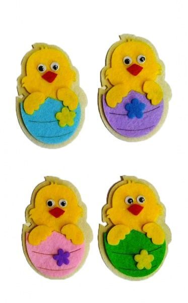 Декор з фетру Великоднє курча 8,5 см 4 шт. 125178 Діамантові ручки