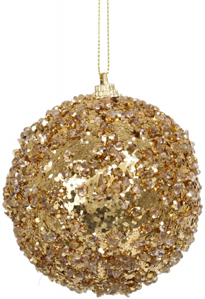 Елочная игрушка в форме шара золота 8 см 