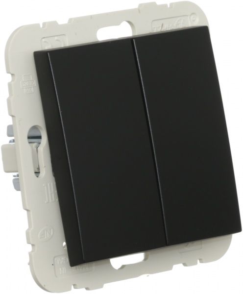 Вимикач прохідний двоклавішний Efapel Logus без підсвітки 10 А 250В чорний 21101 TPM