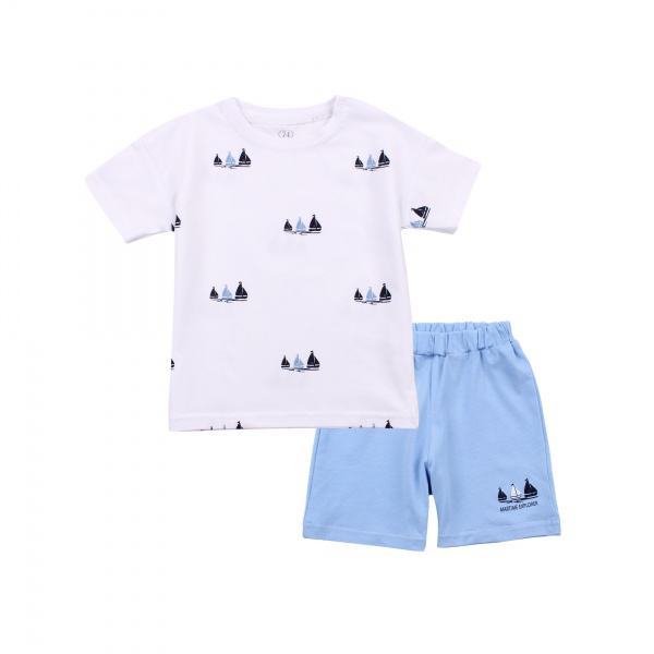 Комплект для хлопчиків Фламінго 646-420 білий/блакитний р.74 