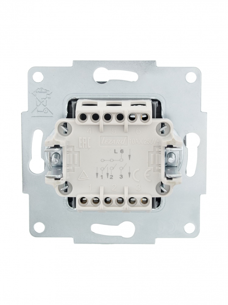 Вимикач триклавішний Lezard Vesna без підсвітки шефілд грей 742-3488-109