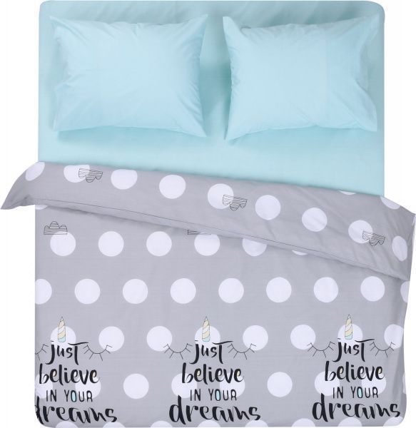 Комплект постельного белья Тучки 2 серый с бирюзовым 