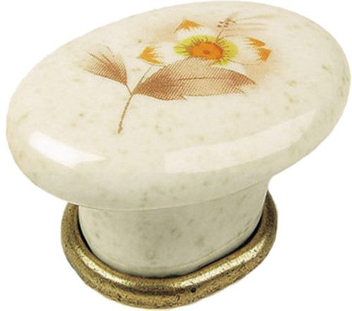 Меблева ручка металофарфорова d41 антична латунь REI 819