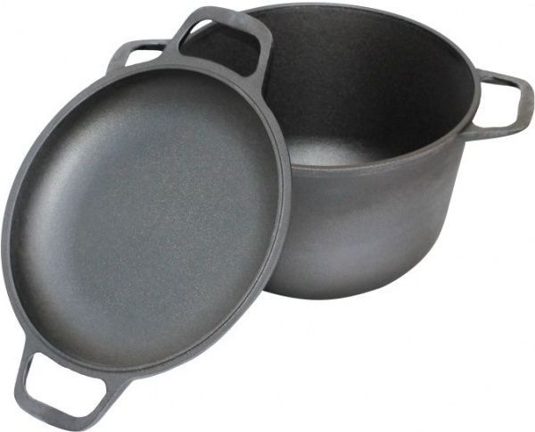 Казан Biol 3 л чугунный + крышка-сковорода 0203