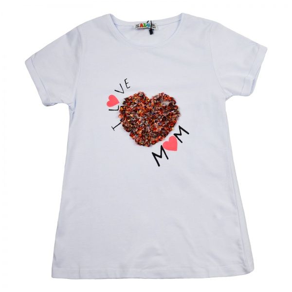 Футболка для дівчинки ALG I Love Mom 720426 р.134 білий 
