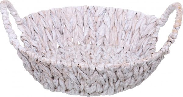 Корзинка плетеная с ручками 33х8 см серый