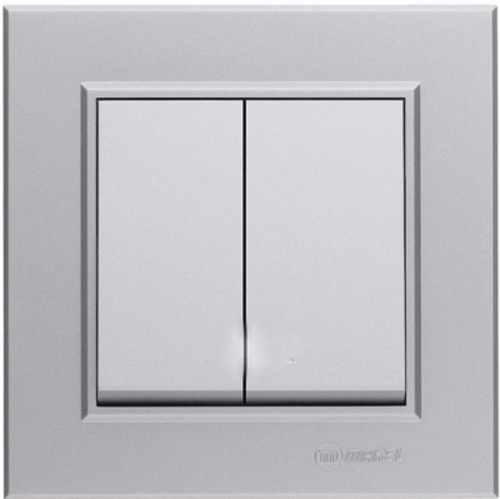 Вимикач двоклавішний Makel Karea без підсвітки срібло 56065003