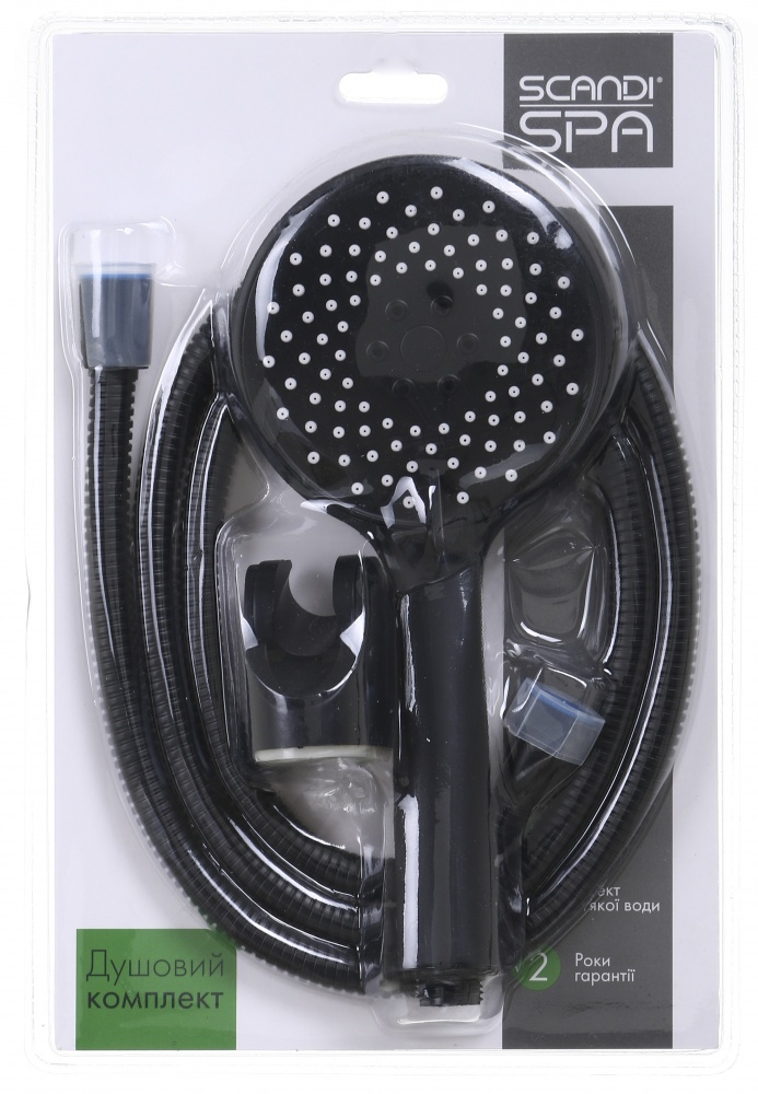 Душевой набор ScandiSPA 3 режима, шланг PVC 1,5 м черный
