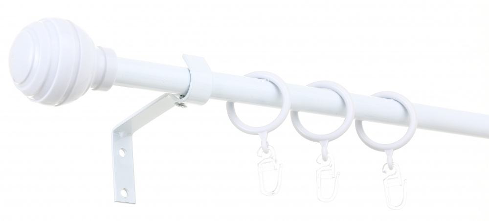Карниз Bella Vita металевий розсувний куля одинарний укомплектований 160-300 см білий
