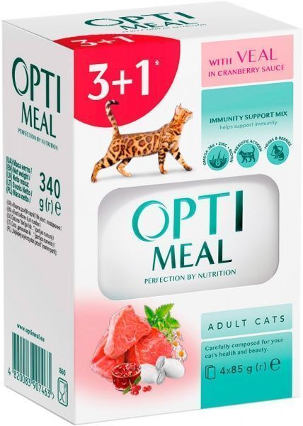 Корм Optimeal с телятиной в клюквенном соусе 4х85 г