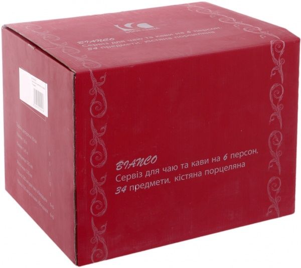 Сервіз для чаю та кави Bianco 34 предмета на 6 персон Fiora