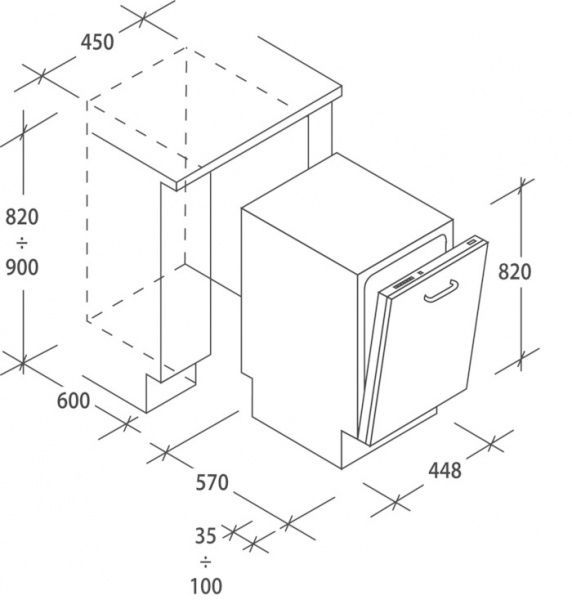 Вбудовувана посудомийна машина Candy CDIH 2L1047-08