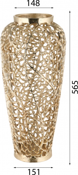 Ваза металлическая амфора коралл 16162A 57 см золотой 