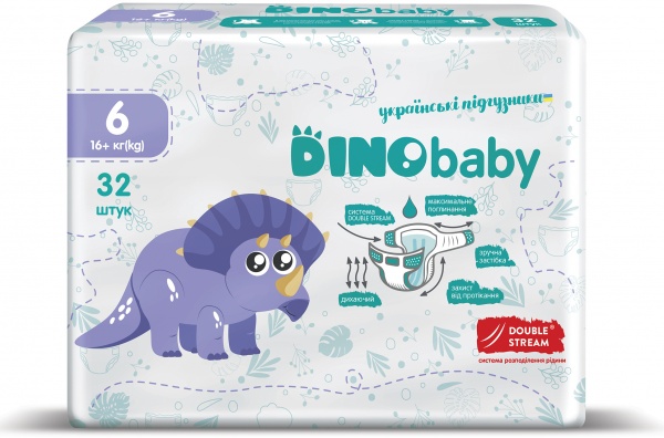 Подгузники Dino Baby р.6 (16+ кг) 32 шт.