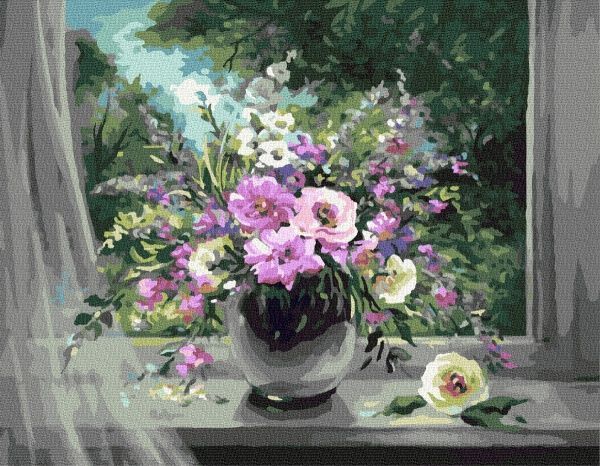 Картина по номерам Цветы на подоконнике BookOpt 