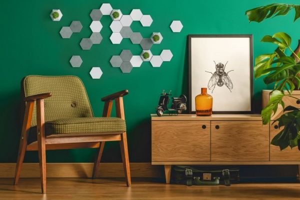 3D-панель бетонная PLITOS сотая белая, серая и белая с мхом 0.13 кв.м 