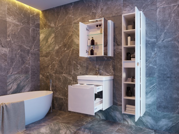 Тумба підвісна ЮВЕНТА Livorno-80 білий з умивальником Luxury-80