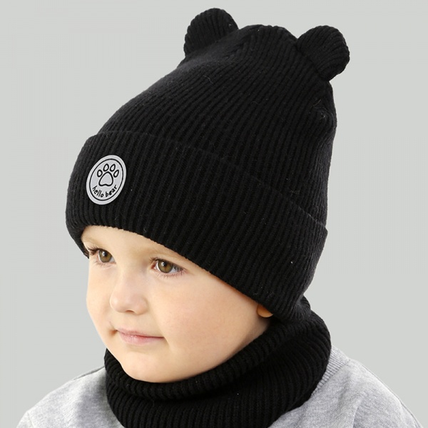 Комплект шапка + бафф для мальчиков Elf-kids Ганс р.48-50 черный 