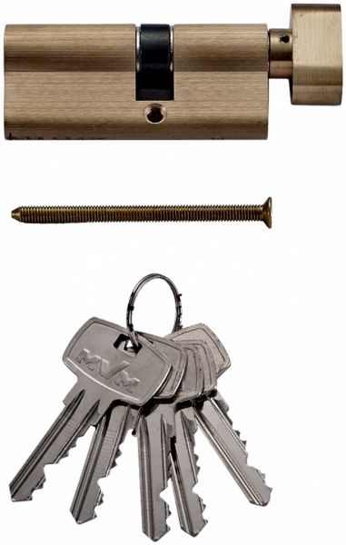 Цилиндр MVM Р6Е 40x30 ключ-вороток 70 мм матовая латунь