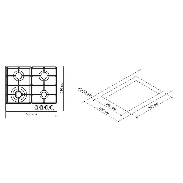 Варильна газова поверхня Pyramida PFG 647 SA/R