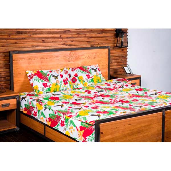 Комплект постільної білизни Тропікана 2,0 біло-червоно-жовтий Rigel 