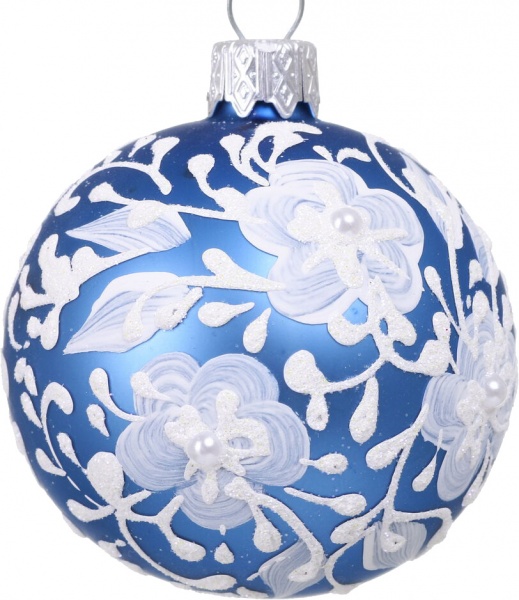 Шар новогодний цветочная серия d 60 мм в ассортименте 2200