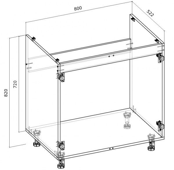 Тумба нижня під мийку 800x820x522 мм горіх темний 