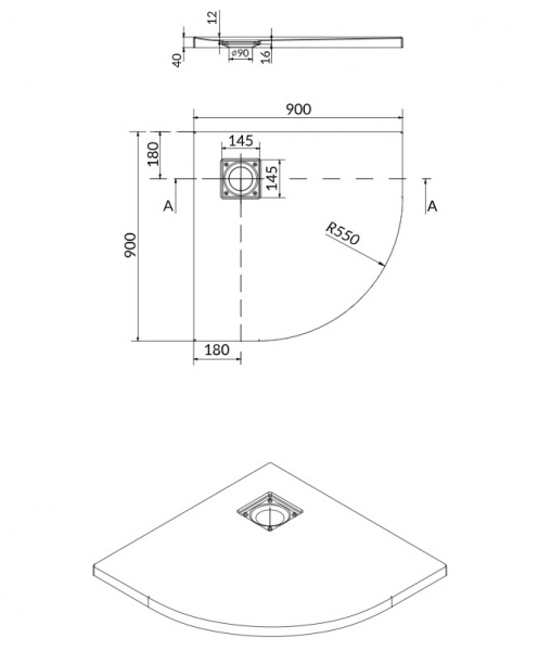 Поддон Cersanit Tako Slim полукруглый 90x90 S601-120