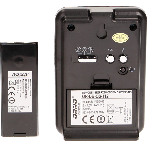 Звонок беспроводной Calypso DC черный OR-DB-QS112