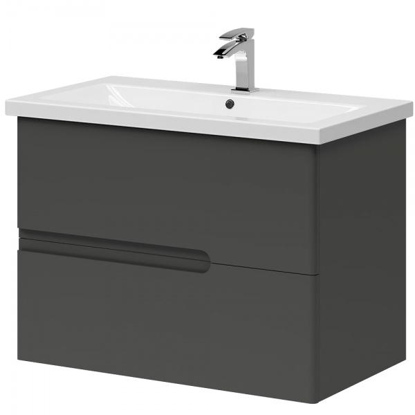 Тумба підвісна Aquarius Silver графіт з умивальником Комо 80