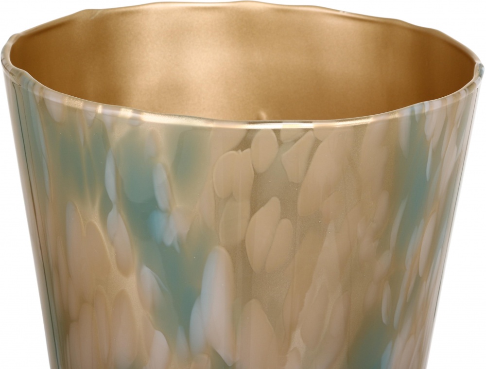 Ваза стеклянная Wrzesniak Glassworks Confetti 24 см голубая с золотым 27-1061D