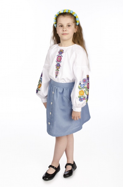 Вышиванка для девочек Эдельвика р.104 белый 50-23/00 