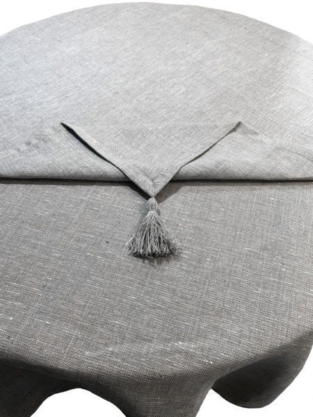 Скатерть с кисточками 140x140 см серый Галерея льна 