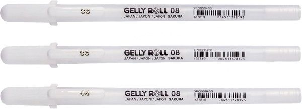 Набор ручек гелевых Sakura BASIC MEDIUM 08 белая 3 штуки POXPGBWH3 