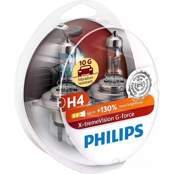 Лампа галогенная Philips G-force H4 PS (12342) XVGS2 H4 P43t-38 12 В 60 Вт 2 шт 3500