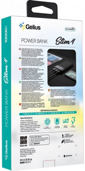 Дополнительная батарея Gelius Pro Slim 4 10000 mAh black (GP-PB10015) 