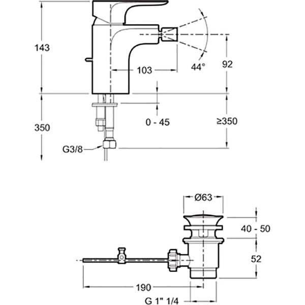 Смеситель для биде Jacob Delafon Aleo Е72279-СР