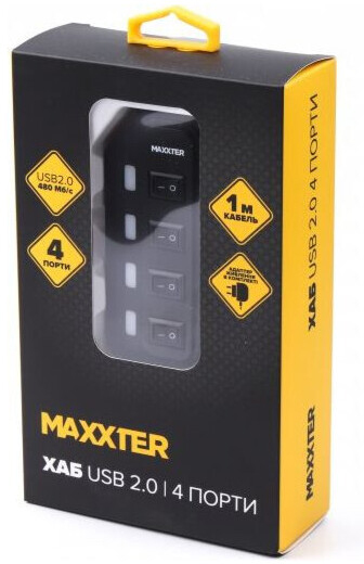 USB-хаб Maxxter HU2A-4P-AC-02