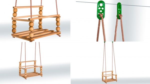 Качели Гойдалка деревянная – 2 (со спинкой)