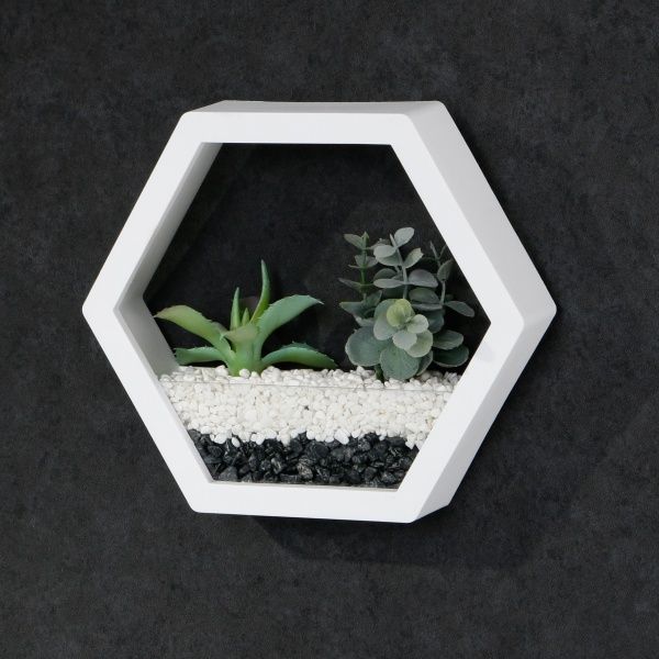 Декор настенный Nature шестиугольный 23x20 см белый 