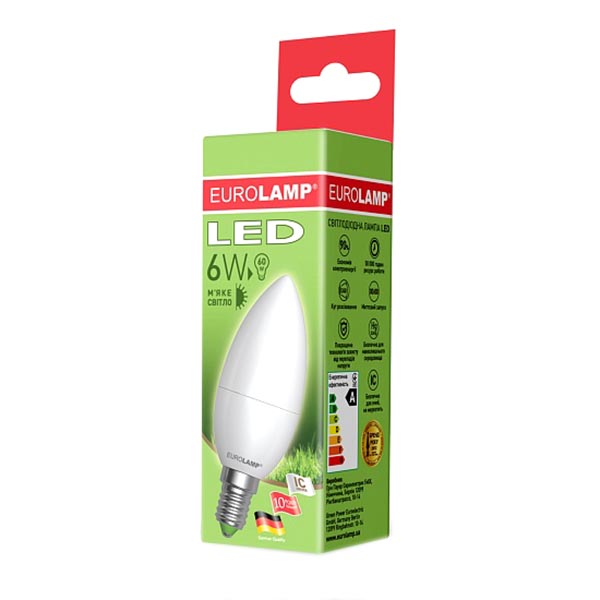 Лампа светодиодная Eurolamp 3 шт./уп. 6 Вт C37 матовая E14 220 В 3000 К 