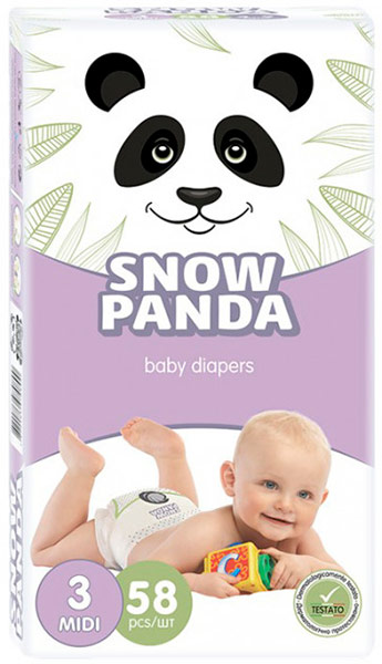 Підгузки Сніжна Панда дитячі Midi 4-9 кг 58 шт.