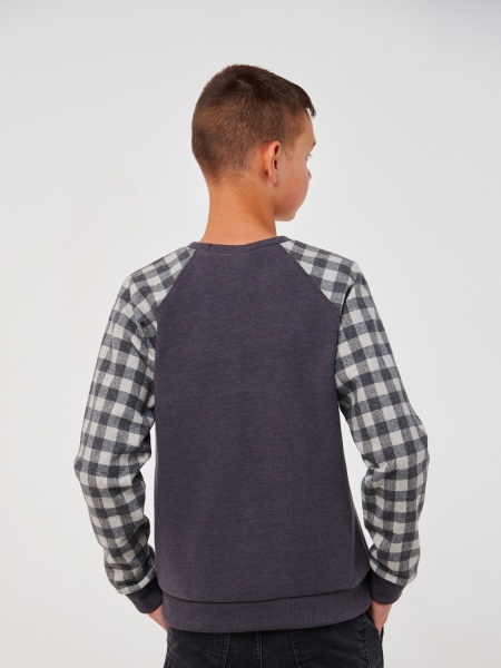 Джемпер для мальчика Smil р.146 серый в клетку 116581 