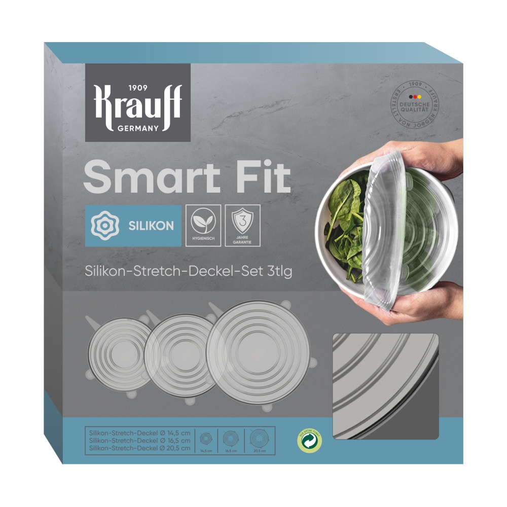 Набор крышек Krauff многоразовых силиконовых Smart Fit 3 шт. 29-298-044