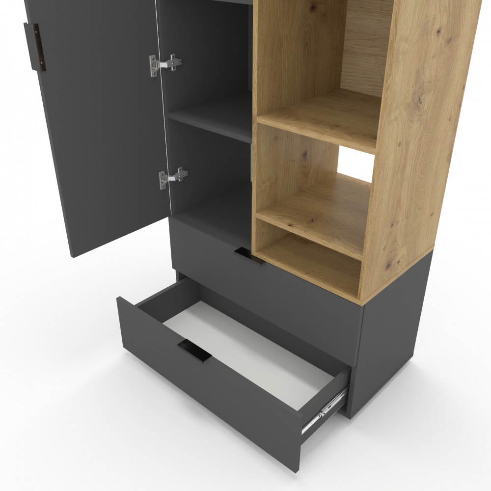Шкаф Metkas Home A001R 2300х800х420 мм дуб артизан / антрацит