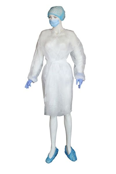 Халат из спанбонда на поясе 25 г/кв. м р. XXXL рост универсальный белый