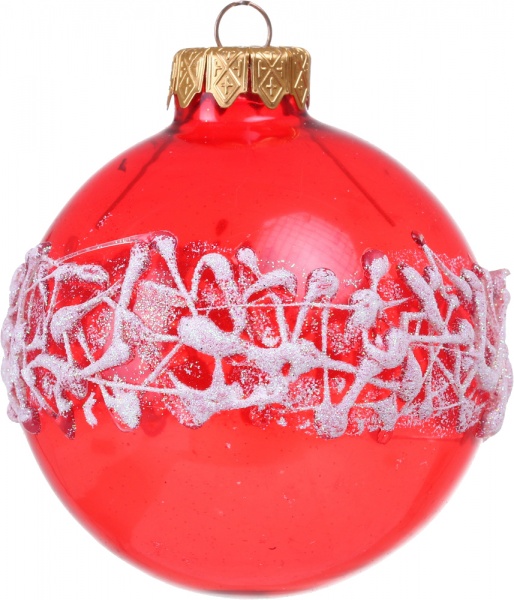 Шар новогодний с лепными элементами d 80 мм красный
