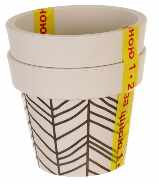 Горщик пластиковий Алеана Гамма 26x22 см 2 шт круглий 7 л біла троянда 